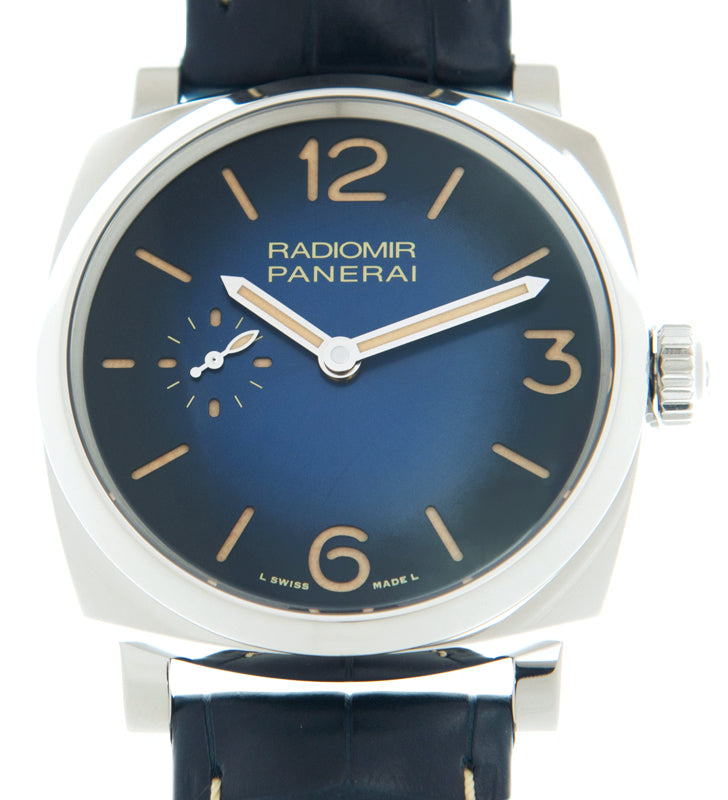 Panerai Radiomir Steel 42mm Blue Dial Leather Strap PAM01144