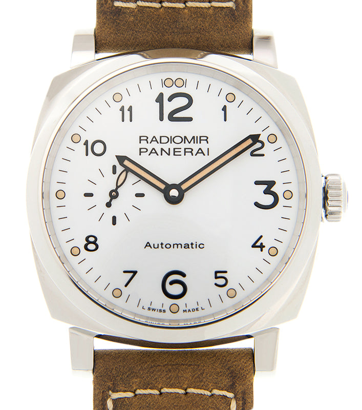 Panerai Radiomir Steel 42mm White Dial Leather Strap PAM00655