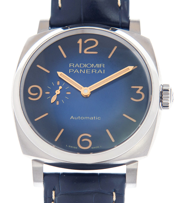 Panerai Radiomir Titanium 45mm Blue Dial Leather Strap PAM01078