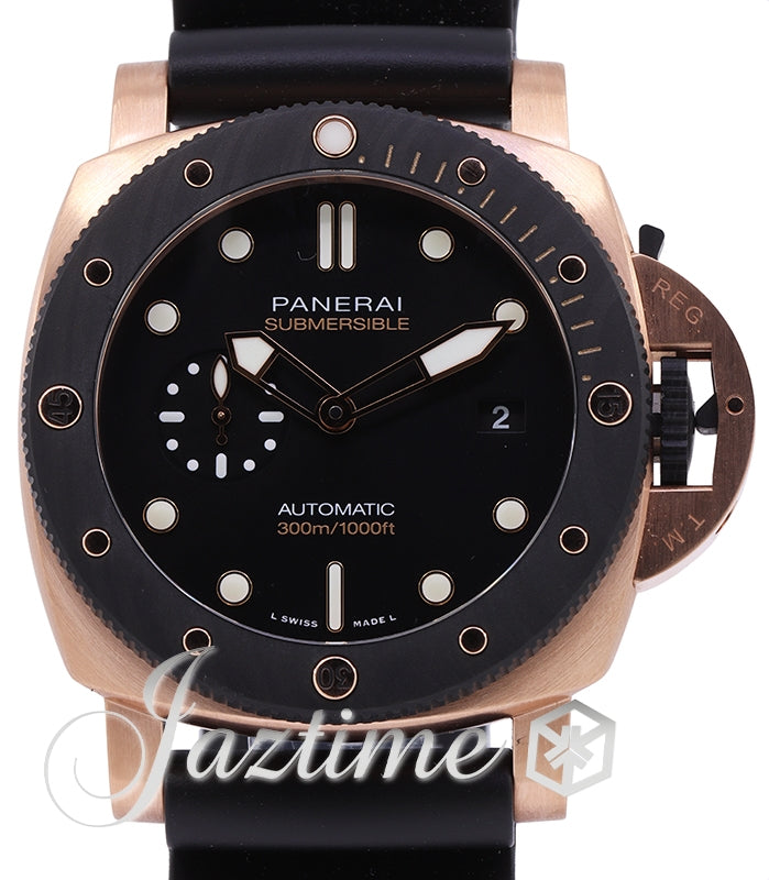 Panerai Submersible Goldtech? OroCarbo Gold Copper Carbon Fibre 44mm Black Dial Rubber Strap PAM01070 - BRAND NEW