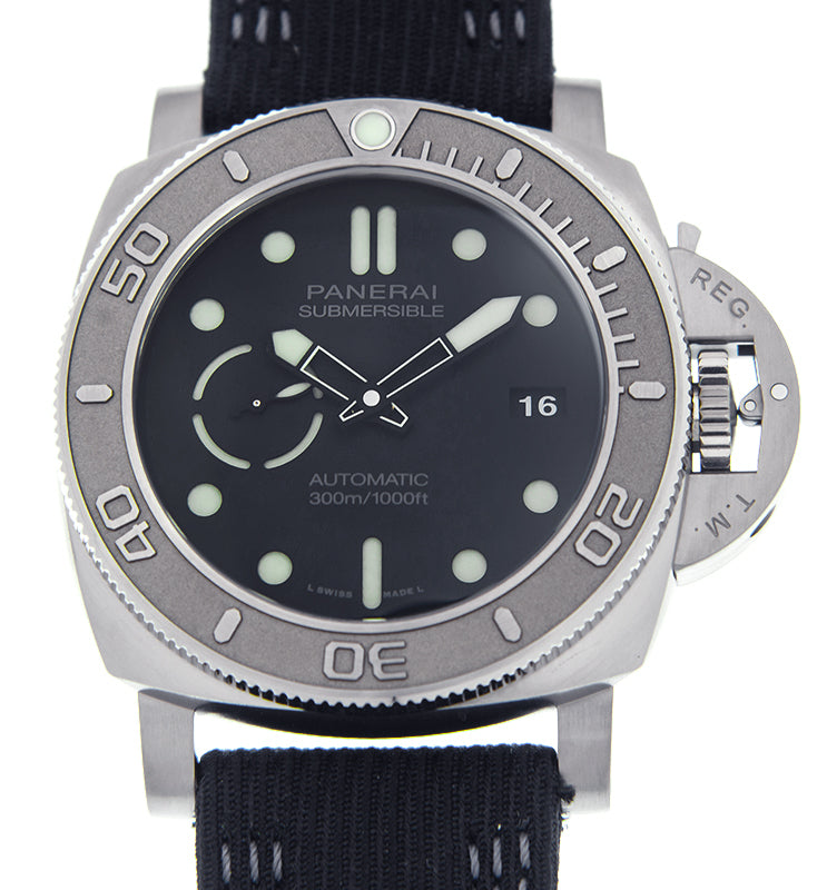 Panerai Submersible Mike Horn Edition Titanium 47mm Black Dial Recycled PET Nylon Strap PAM00984