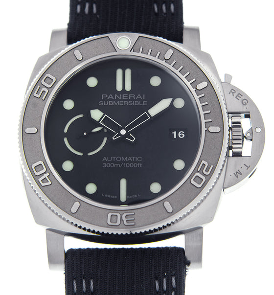 Panerai Submersible Mike Horn Edition Titanium 47mm Black Dial Recycled PET Nylon Strap PAM00984