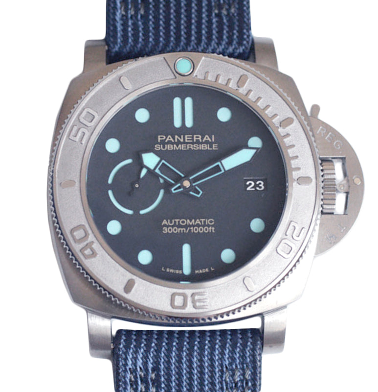 Panerai Submersible Mike Horn Edition Titanium 47mm Black Dial Recycled PET Nylon Strap PAM00985