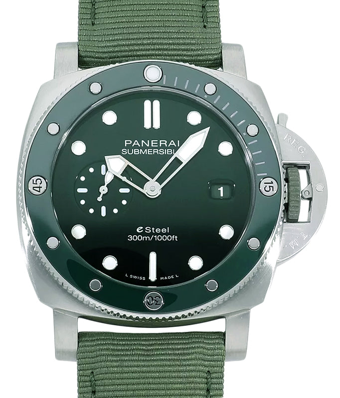 Panerai Submersible QuarantaQuattro ESteel Verde Smeraldo 44mm Recycled PET Strap PAM01287