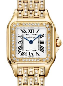 Panthere de Cartier Small Quartz Yellow Gold Diamond Bezel Silver Dial WJPN0059