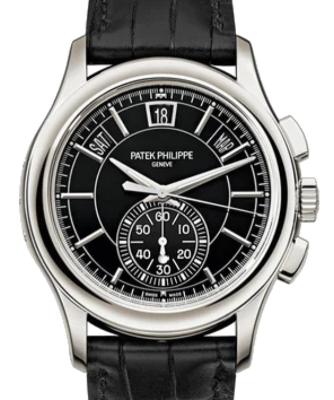 Patek Philippe Complications Flyback Chronograph Annual Calendar Platinum Black Dial 5905P-010