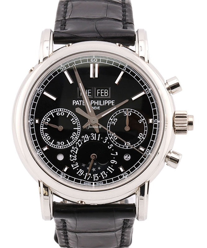 Patek Philippe Grand Complications Split-Seconds Chronograph Perpetual Calendar Platinum Black Dial 5204P-011 PRE-OWNED