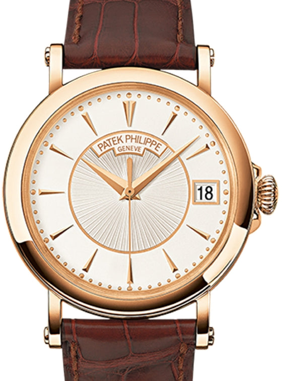 Patek Philippe 5153R-001 Calatrava 38mm Silver Opaline Index Rose Gold Leather
