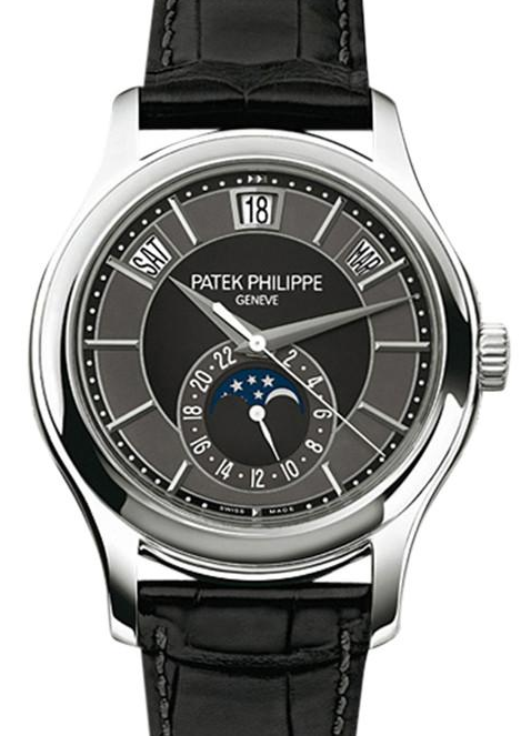 Patek Philippe Complications Day-Date Moon Phase Black Slate Index Dial 5205G-010