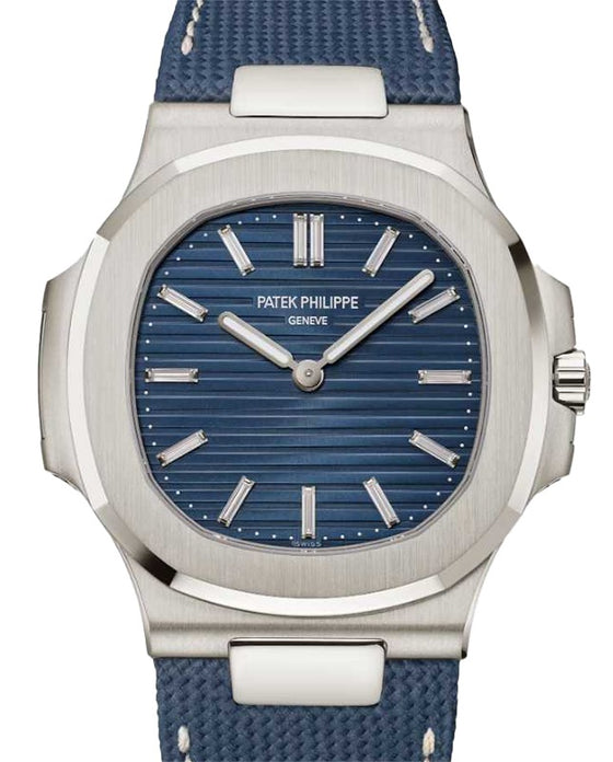 Patek Philippe Nautilus "50th Anniversary" White Gold Blue Baguette Diamond Dial 5810G-001 - BRAND NEW