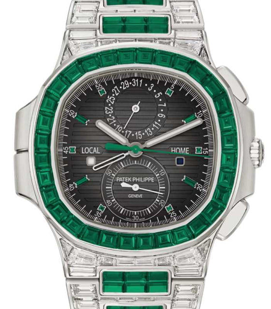 Patek Philippe Nautilus Haute Joaillerie Diamond/Emerald Set White Gold Gray Dial 5990/1423G-001 - BRAND NEW