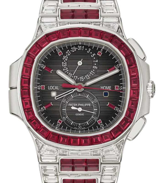 Patek Philippe Nautilus Haute Joaillerie Diamond/Ruby Set White Gold Gray Dial 5990/1422G-001 - BRAND NEW