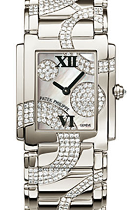 Patek Philippe Twenty~4 Ladies White Mother of Pearl Diamond Roman Dial White Gold Bezel & Bracelet 4910/49G - BRAND NEW