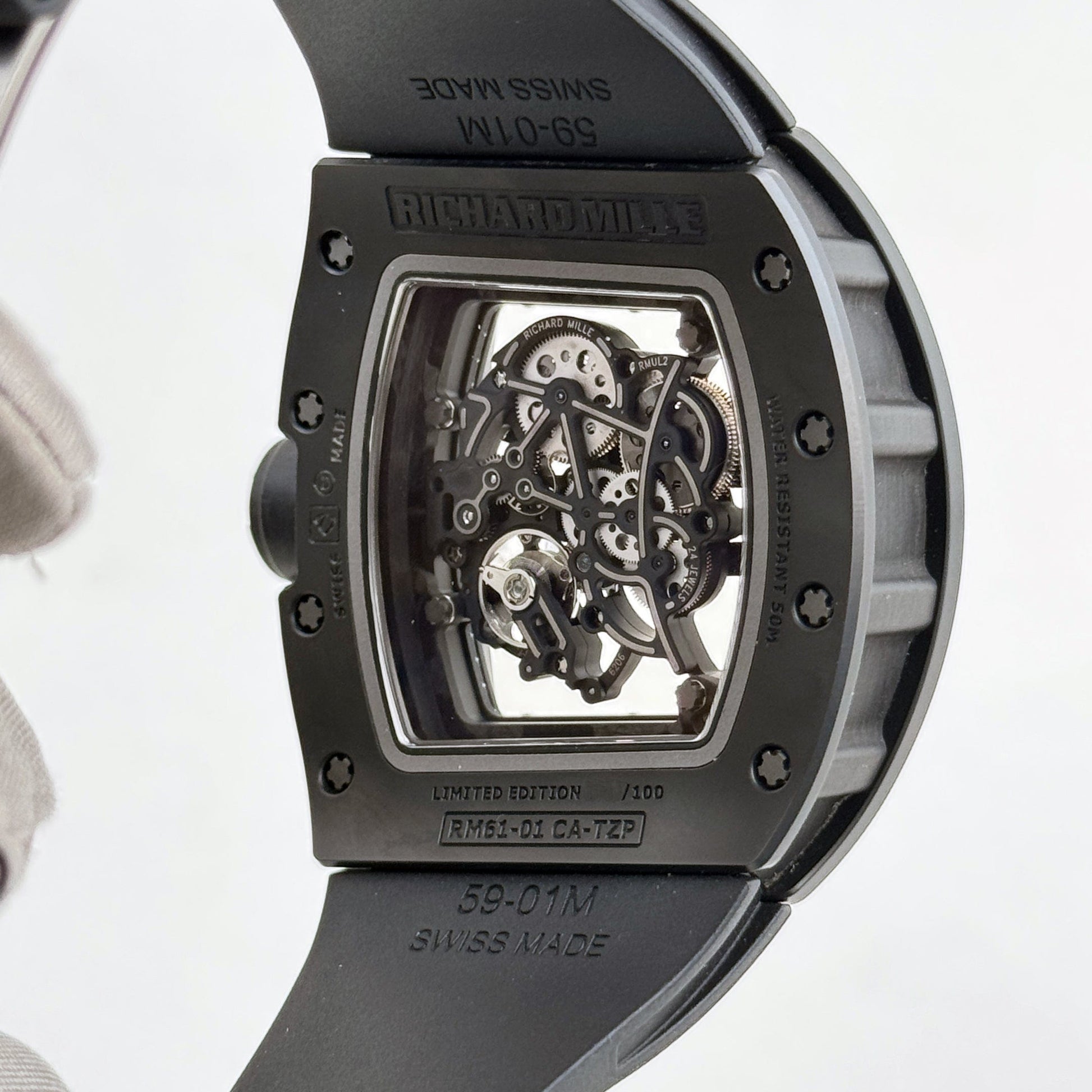 Richard Mille Manual Winding Yohan Blake 50 mm RM61-01GREY Ceramic Skeleton