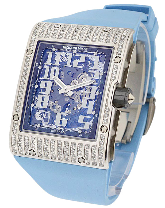 Richard Mille Automatic Winding Extra Flat White Gold/Diamonds Blue RM 016