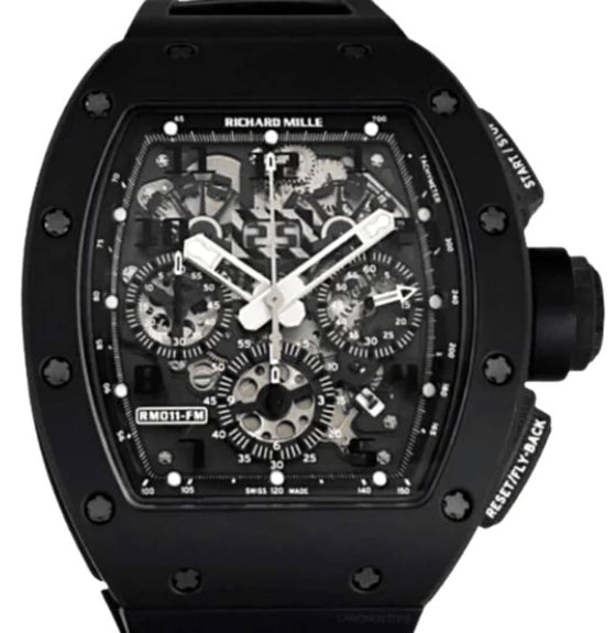 Richard Mille Automatic Flyback Chronograph "Black Phantom" Black TPT Quartz Carbon RM 011