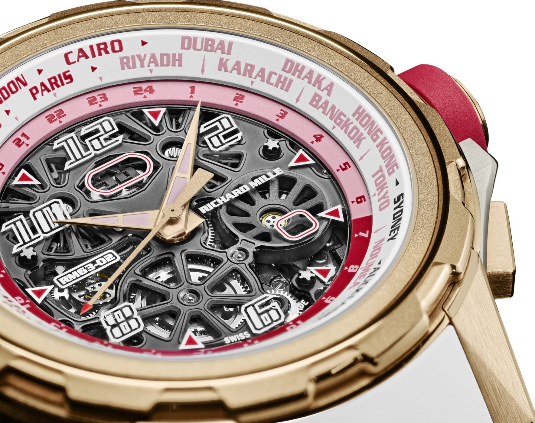Richard Mille Automatic Winding Worldtimer Ingenious Red Gold/Titanium RM 63-02