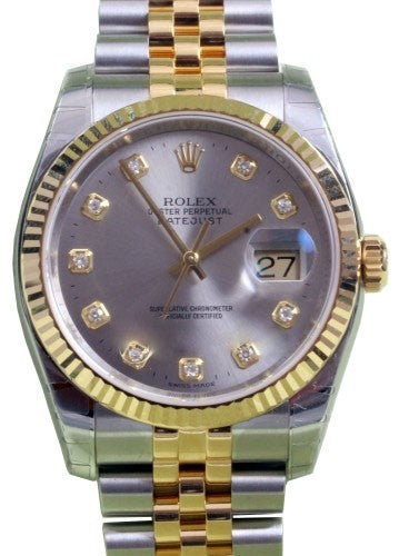 Rolex Datejust 36 116233-GRYDFJ Grey Diamond Fluted Yellow Gold Stainless Steel Jubilee BRAND NEW