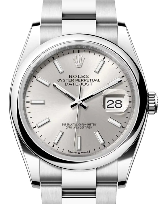 Rolex Datejust 36 mm 126200-SLVDO Steel/White Gold/Diamonds Silver
