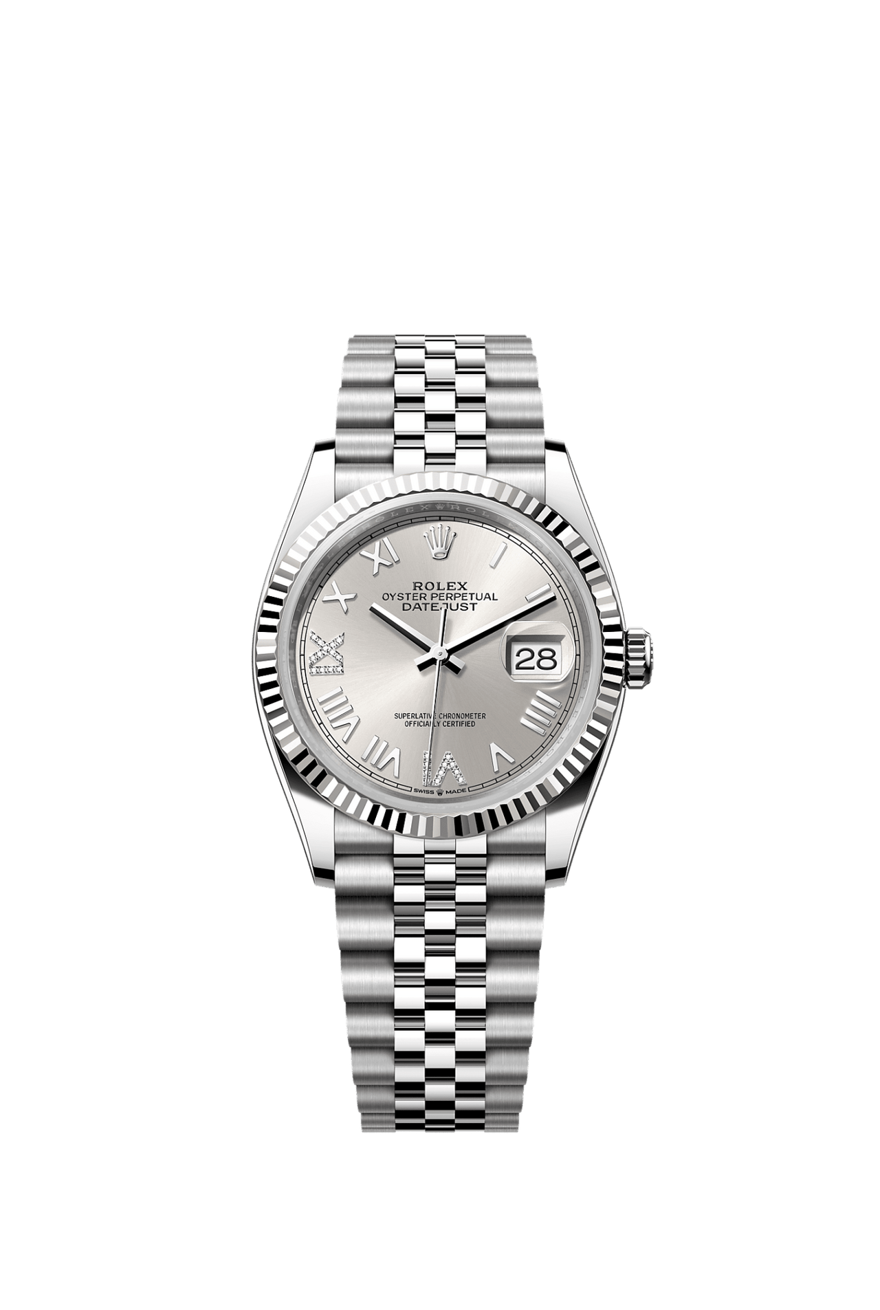 Rolex Datejust 36 mm 126200SCDJ Steel/White Gold/Diamonds Silver