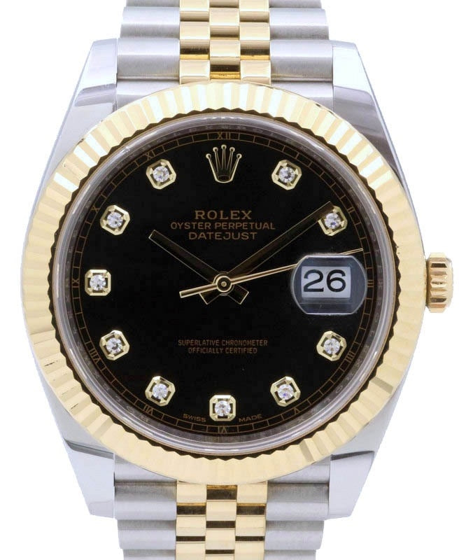 Rolex Datejust 41 126333-BLKDJ Black Diamond Yellow Gold Stainless Steel Jubilee