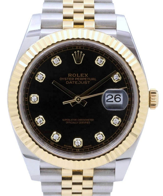 Rolex Datejust 41 126333-BLKDJ Black Diamond Yellow Gold Stainless Steel Jubilee