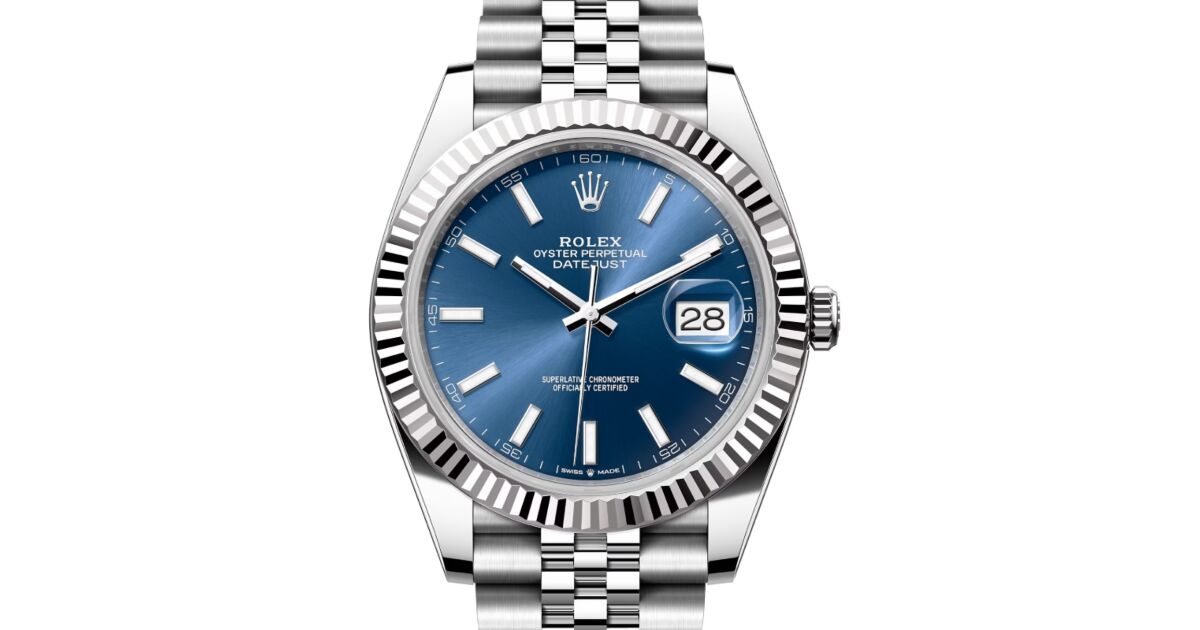 Rolex Datejust 41, Blue Index Dial, Fluted White Gold Bezel, Stainless Steel Case & Jubilee Bracelet, 126334 - - BRAND NEW