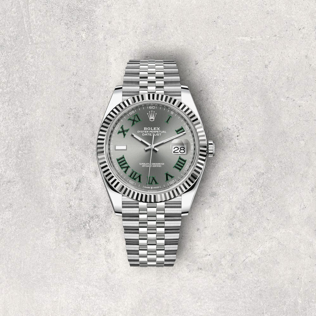 Rolex Datejust 41 126334 Wimbledon Stainless Steel Slate Dial Jubilee Bracelet Fluted Bezel