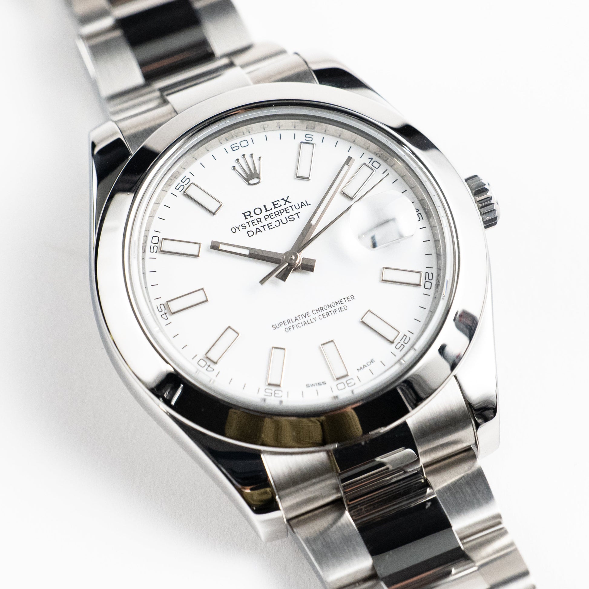 Rolex Datejust II 116300 41mm Stainless Steel White Dial Oyster Bracelet Smooth Bezel