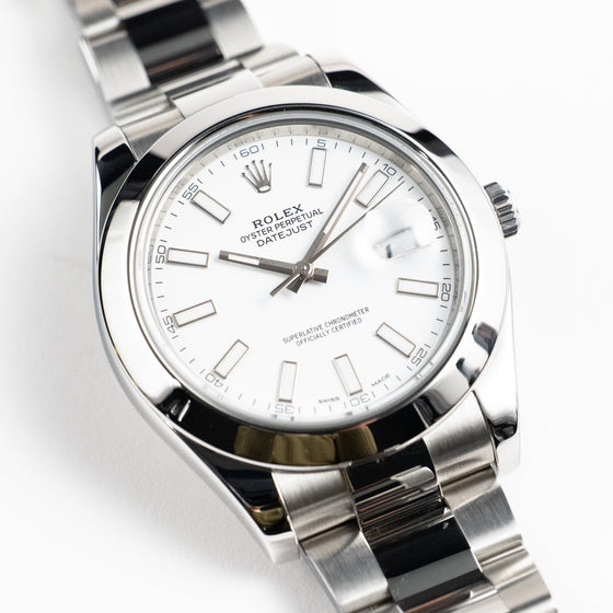 Rolex Datejust II 41mm 116300 Stainless Steel White Dial Oyster Bracelet Smooth Bezel