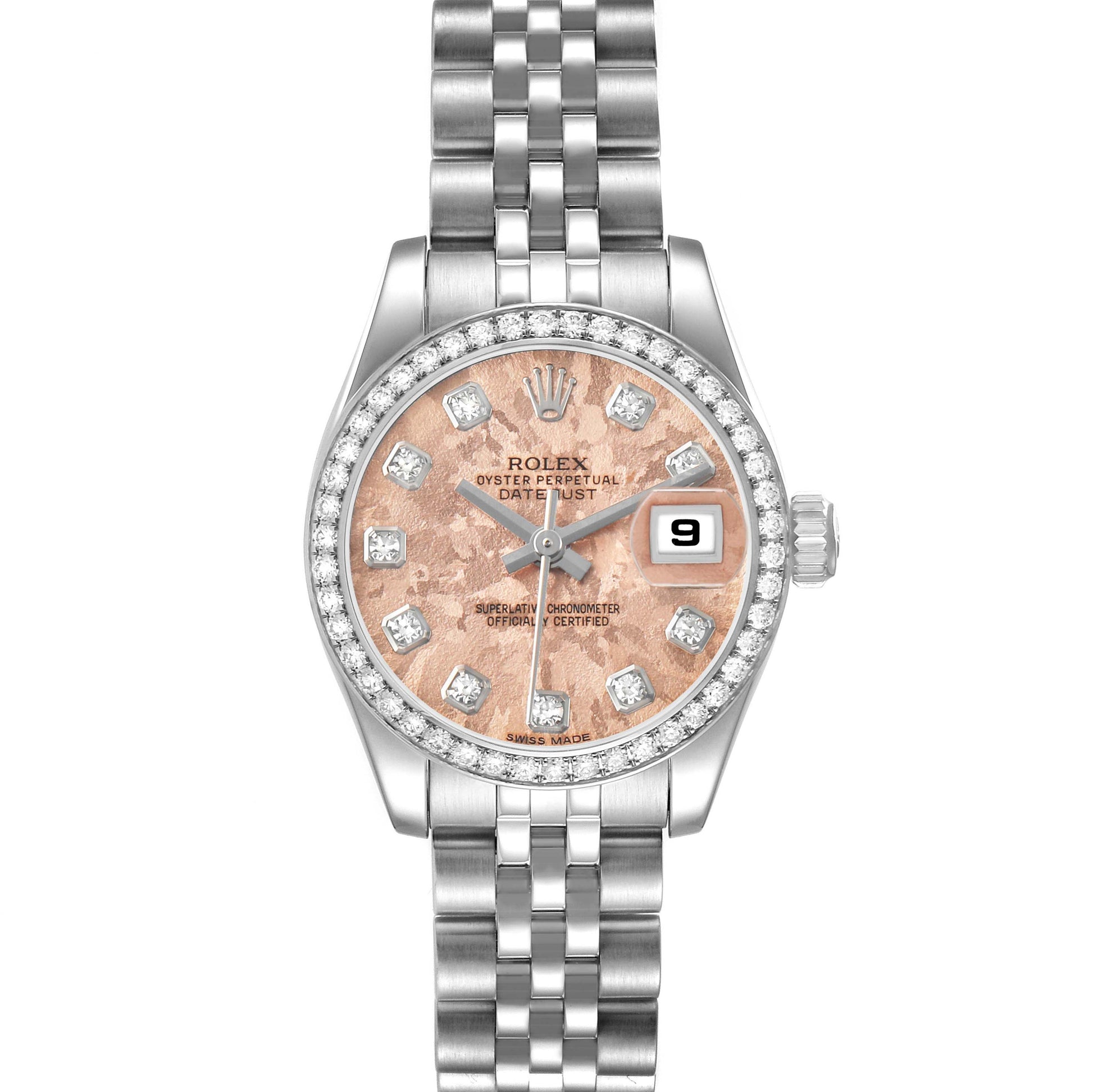 Rolex Lady-Datejust 26 179384-PGCDO Pink Gold Crystal Diamond Dial Diamond Bezel Stainless Steel Oyster - BRAND NEW