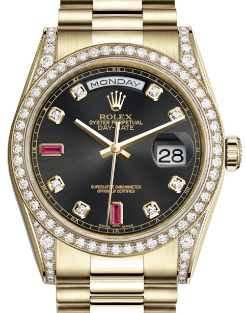 Rolex Day-Date 36 118388-GLDDDP Champagne Jubilee Dial Diamond Set Yellow Gold President - BRAND NEW
