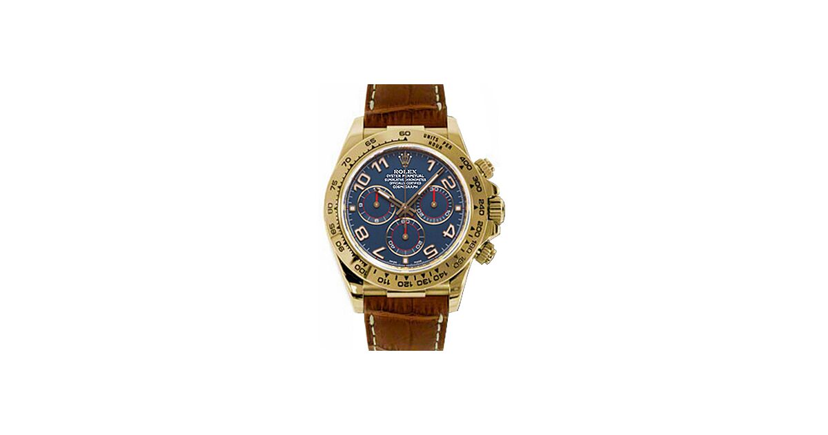 Rolex Cosmograph Daytona 116518 116518-BLU Navy Blue Arabic 18k Yellow Gold Brown Leather BRAND NEW