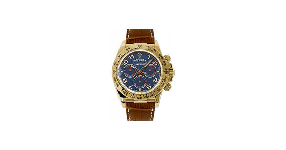 Rolex Cosmograph Daytona 116518 116518-BLU Navy Blue Arabic 18k Yellow Gold Brown Leather BRAND NEW