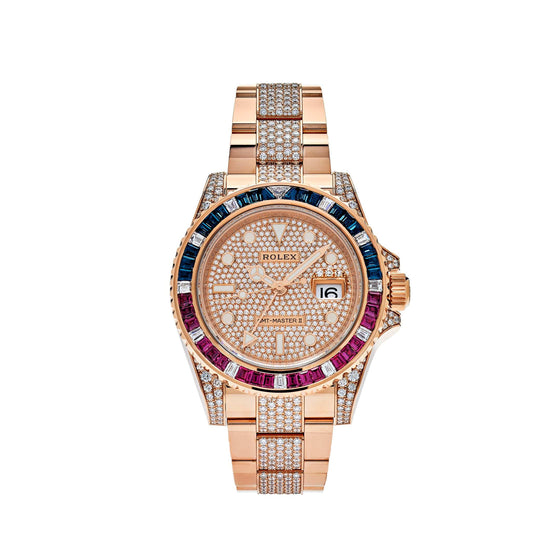 Rolex GMT-Master II 40 mm 126755SARUDPDO Rose Gold/Diamonds Diamond Pave