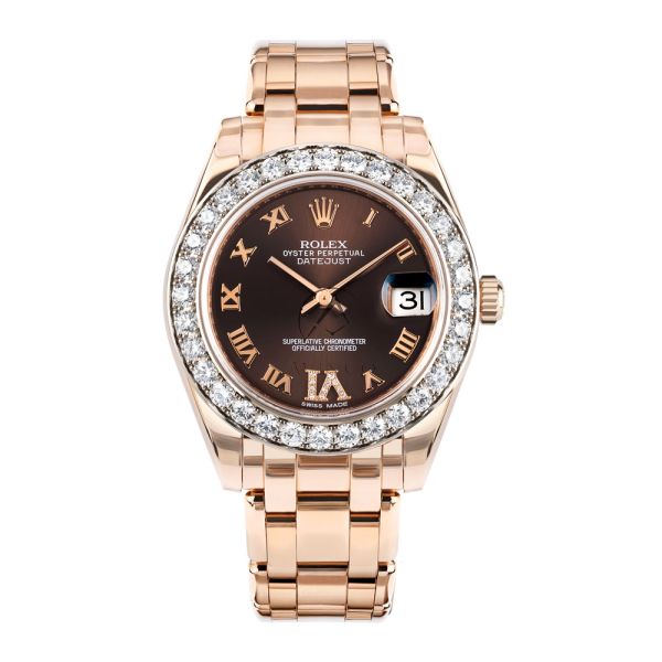 Rolex Pearlmaster 29 29 mm 80285 Chocolate Roman Diamond Rose Gold Chocolate