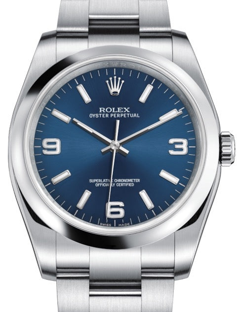 Rolex Oyster Perpetual 36 116000-BLUADO 36mm Blue Arabic Index Domed Stainless Steel BRAND NEW