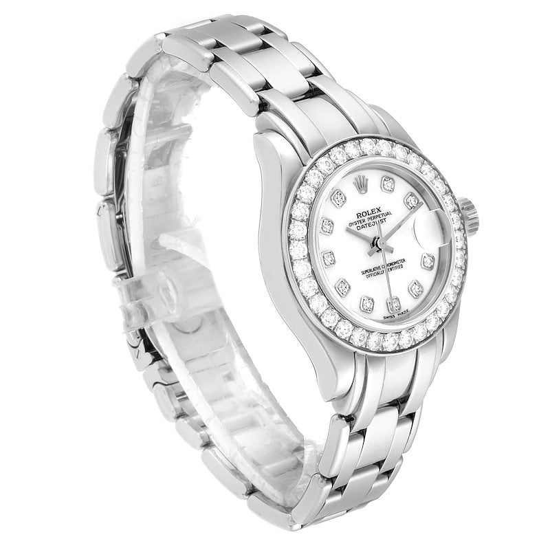 Rolex Pearlmaster 29 29 mm 80299 Silver Diamond White Gold Silver