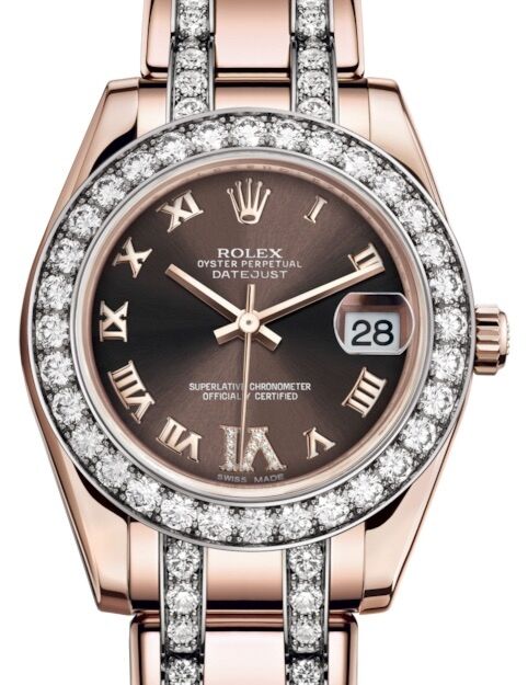 Rolex Pearlmaster 34 34 mm 81285CRDVIDP Rose Gold/Diamonds Chocolate