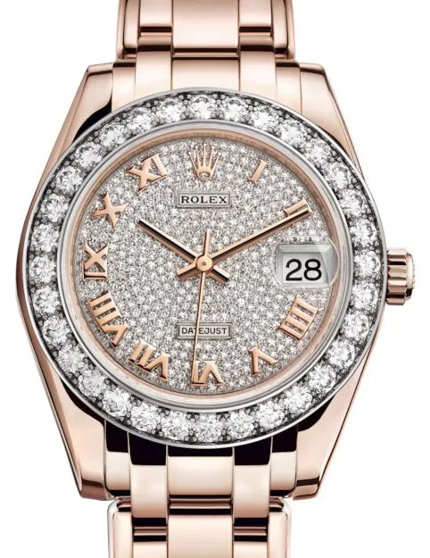 Rolex Pearlmaster 34 34 mm 81285 Diamond Paved Roman Diamond Rose Gold/Diamonds Diamond Pave