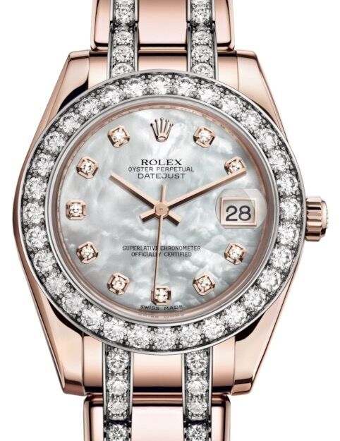 Rolex Pearlmaster 34 34 mm 81285WMDDP Rose Gold/Diamonds White Mother of Pearl
