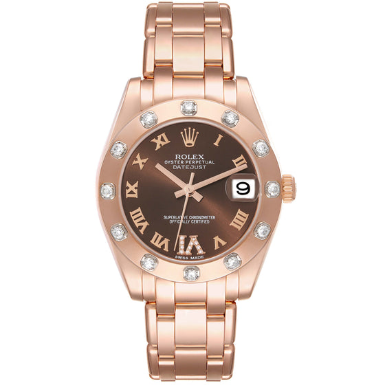 Rolex Pearlmaster 34 34 mm 81315-CHOCR Rose Gold/Diamonds Chocolate