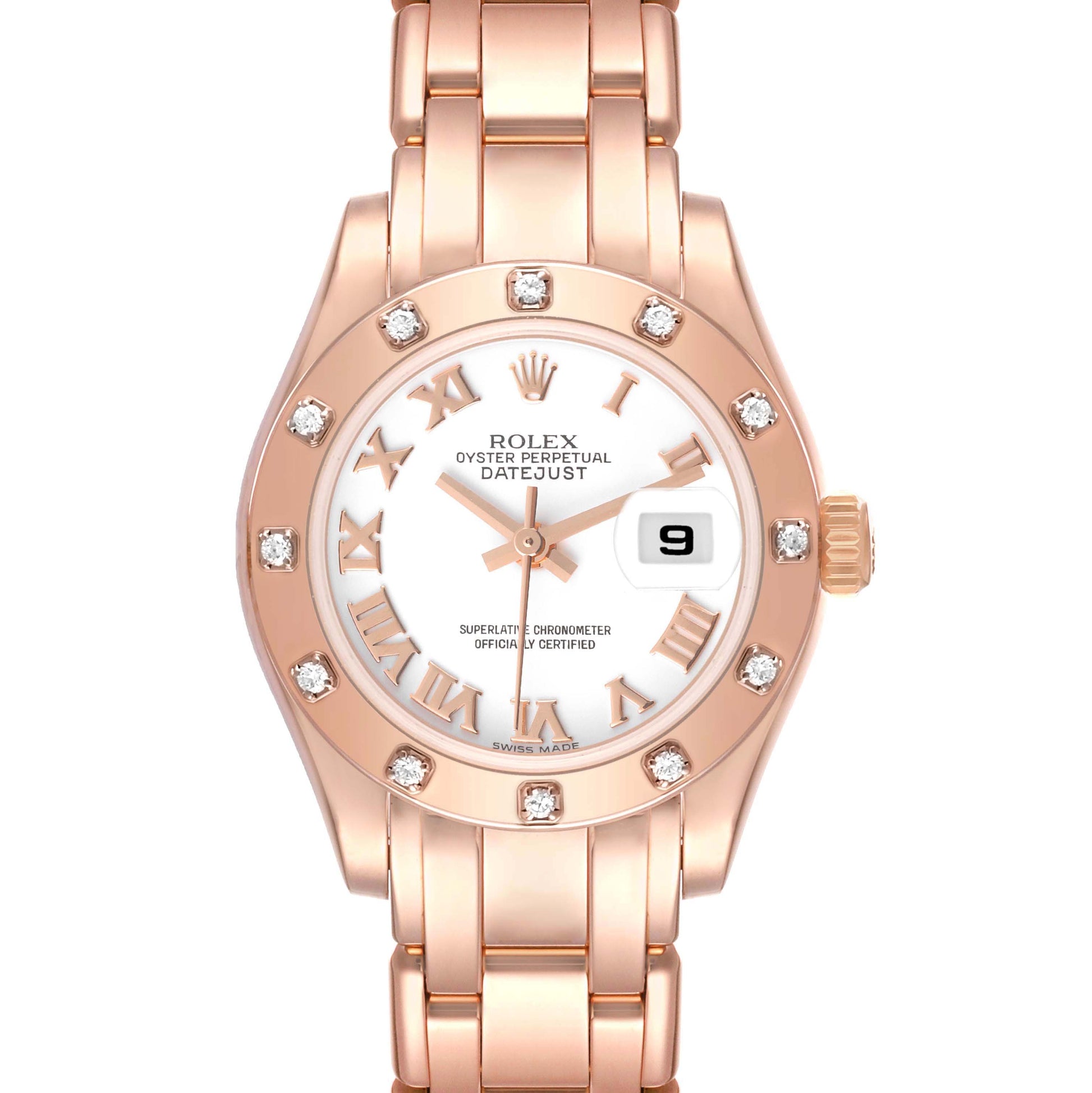 Rolex Pearlmaster 29 29 mm 80315 White Roman Rose Gold White