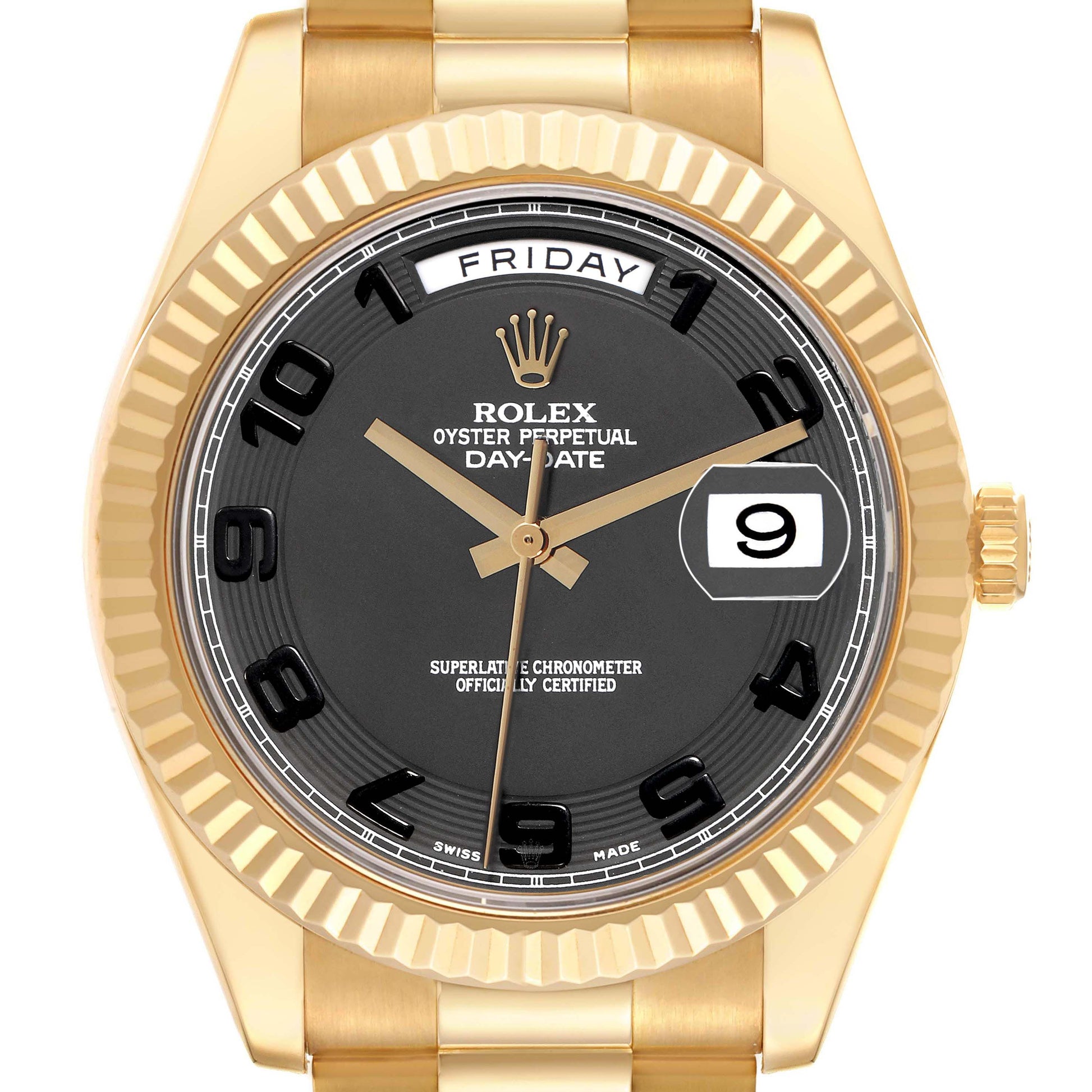 Rolex Day-Date II President 41 mm 218238 blk bnib Yellow Gold Black