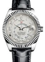 Rolex Sky-Dweller 326139 42mm Ivory Roman 18k White Gold Black Leather - BRAND NEW