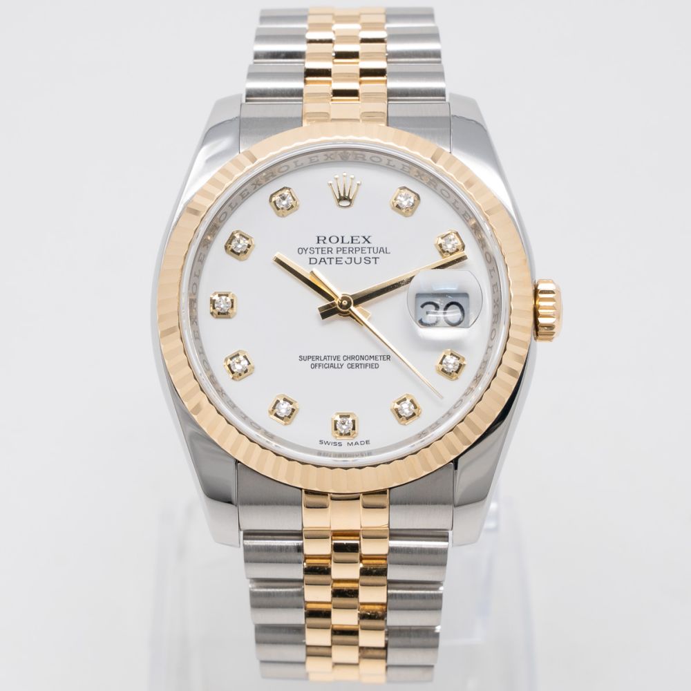 Rolex Datejust 36 116233-WHTDFJ White Diamond Fluted Yellow Gold Stainless Steel Jubilee - BRAND NEW