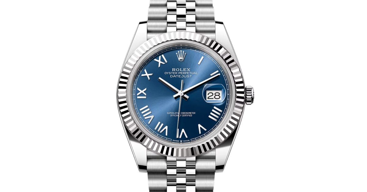 Rolex Datejust 41 White Gold/Steel Bright Blue Roman Dial Fluted Bezel Jubilee Bracelet 126334 - BRAND NEW