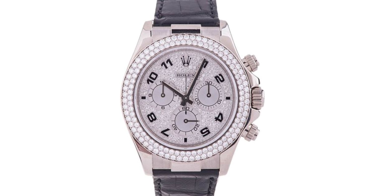 Rolex Daytona White Gold Diamond Dial & Bezel Leather Strap 116589BR
