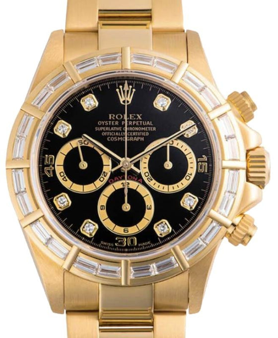 Rolex Daytona Yellow Gold Black Diamond Dial & Bezel 16568BR