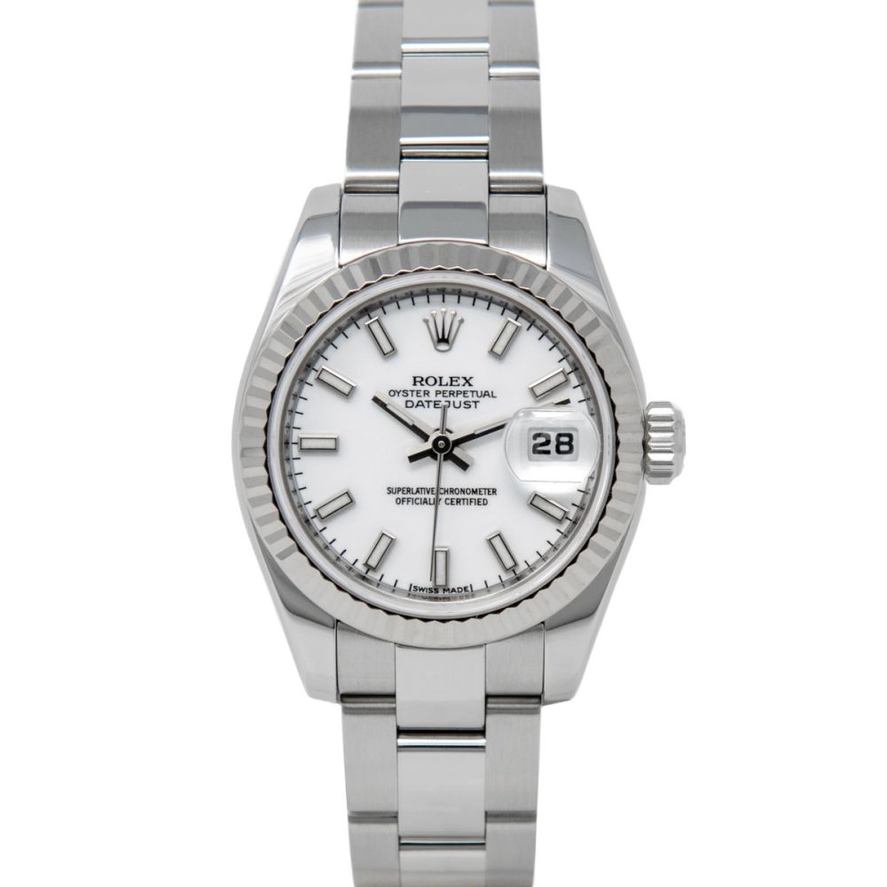 Rolex Lady-Datejust 26 179174-WHTSFO White Index Fluted White Gold Stainless Steel Oyster - BRAND NEW